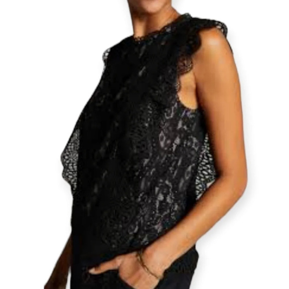 NWT Zara Lace Floral Blouse with Flutter Sleeves Small - Picture 1 of 16